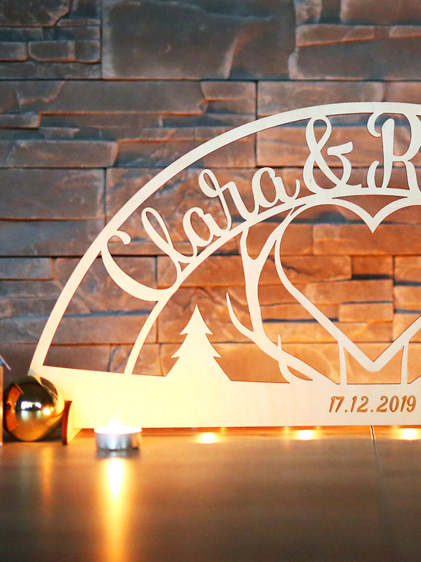 Geweih Schwibbogen mit Wunschnamen & Datum