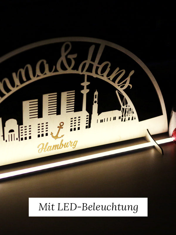 Schwibbogen Hamburg mit Wunschnamen & Stadtteilen