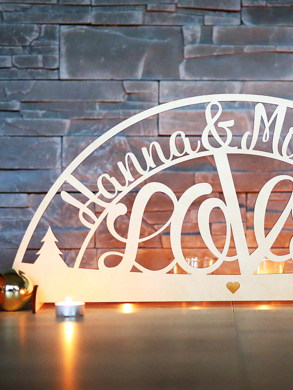 Love Typo Schwibbogen mit Wunschnamen