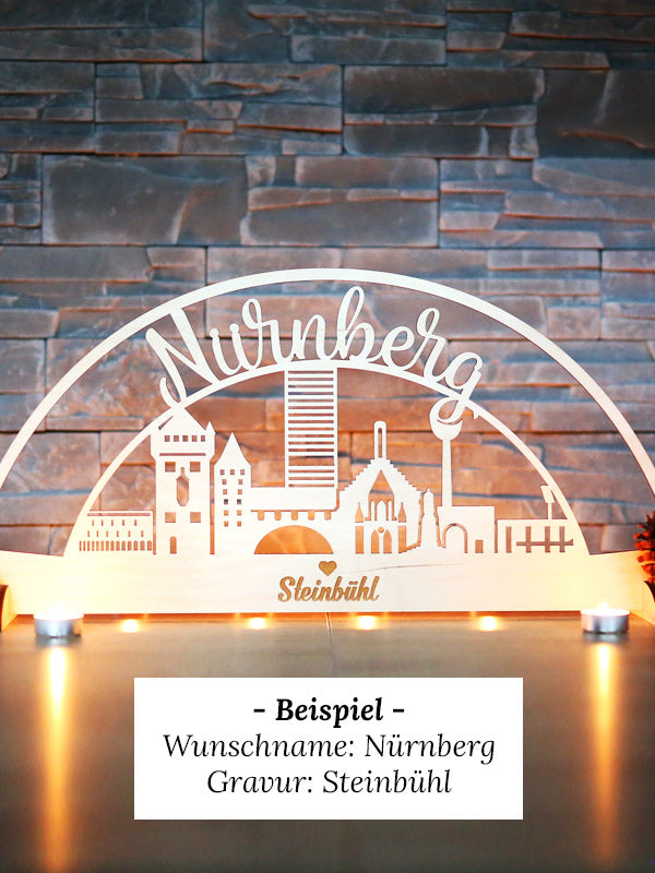 Schwibbogen Nürnberg mit Wunschnamen & Stadtteilen
