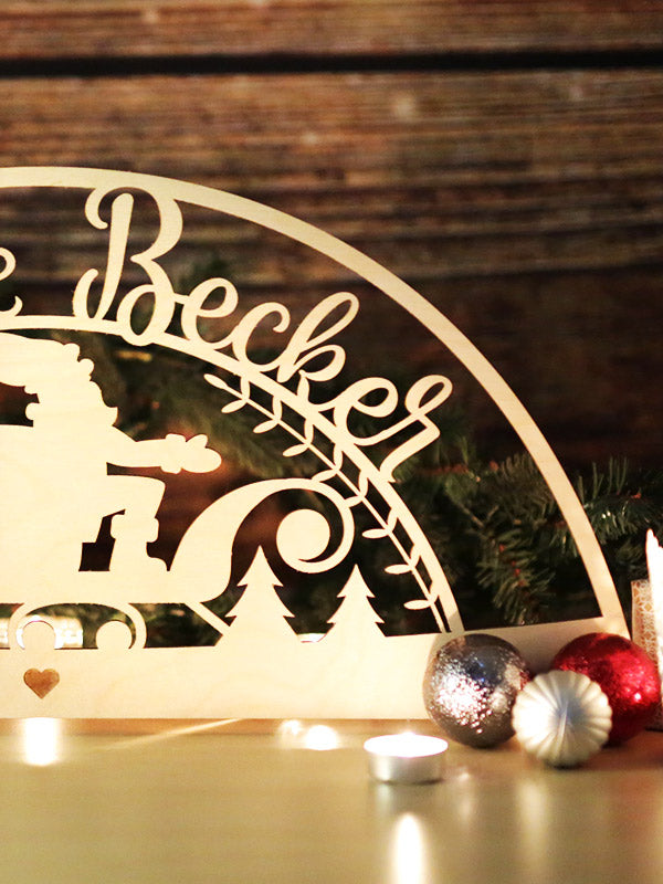 Weihnachtsmann Schwibbogen mit Wunschnamen Part 2