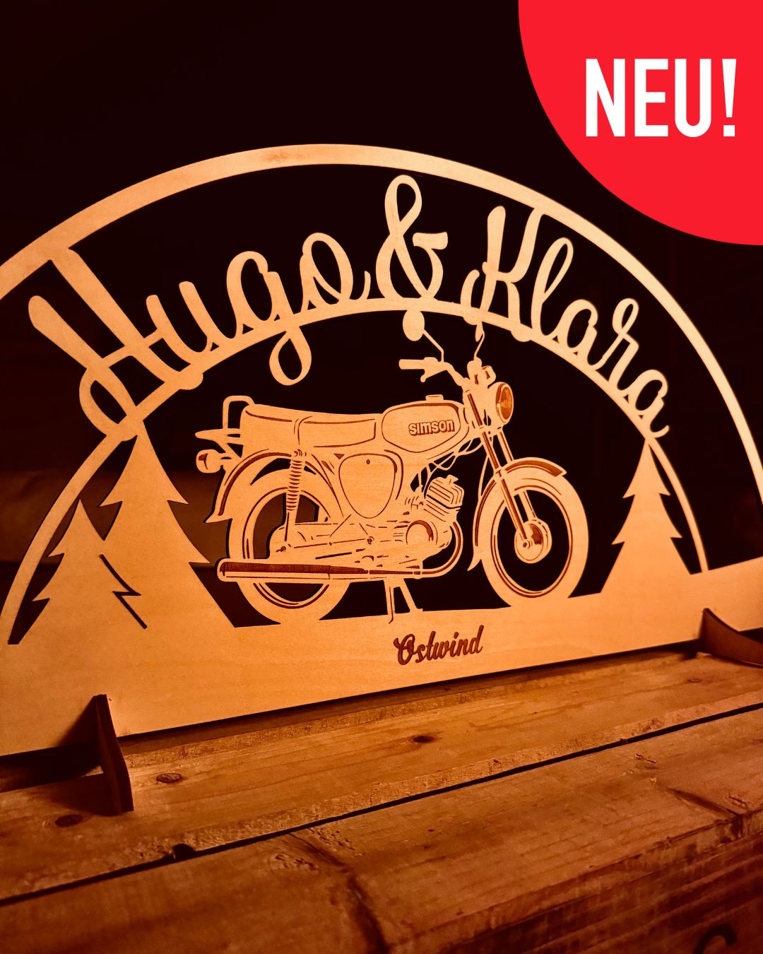 Simson S51 Schwibbogen mit Wunschnamen